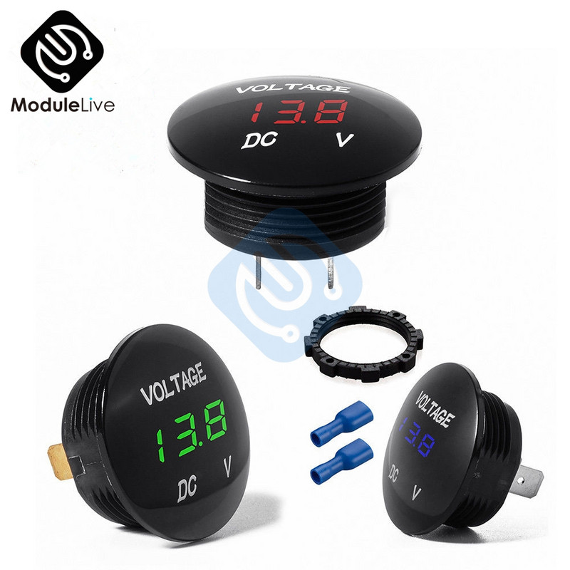 DC 5V-48V 12V 24V 36V auto mootorratas DC5V-48V digitaalne LED-paneel Pingemõõdik Tester Kuva Voltmeeter Veekindlad tööriistad
