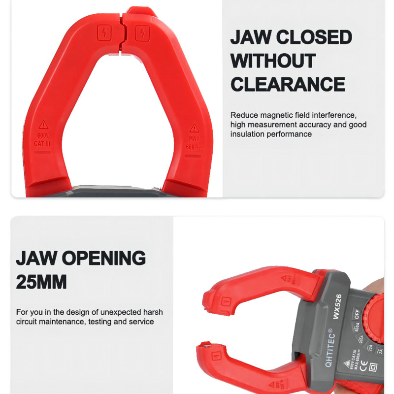Vahelduv-/alalisvooluklambri mõõturi konks Digitaalne ampermeeter Voolutester Multimeeter Tonomeeter Tangid Voltmeeter Holdpeak Elektrikuklamber WX526