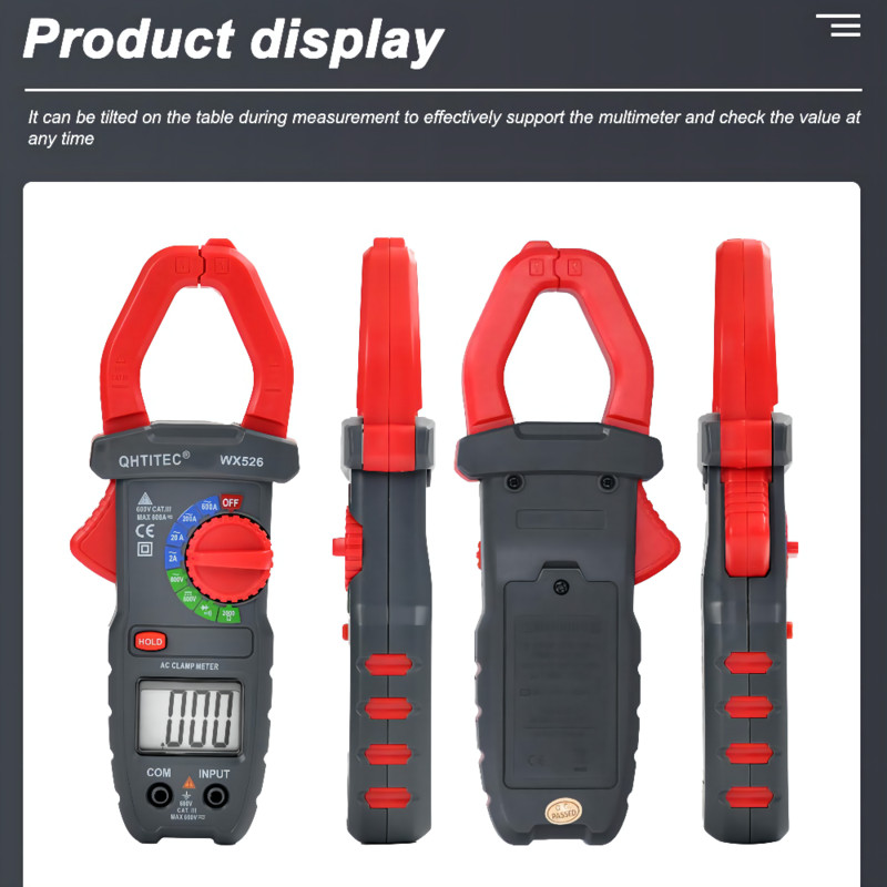 Vahelduv-/alalisvooluklambri mõõturi konks Digitaalne ampermeeter Voolutester Multimeeter Tonomeeter Tangid Voltmeeter Holdpeak Elektrikuklamber WX526
