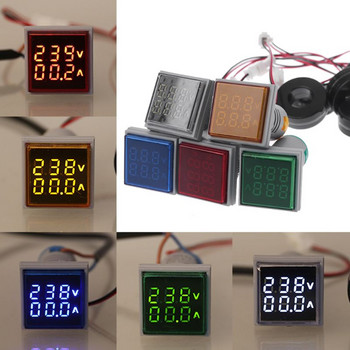 Квадратен LED цифров волтметър и амперметър с двоен дисплей Уред за измерване на напрежението Токомер AC 60-500V 0-100A