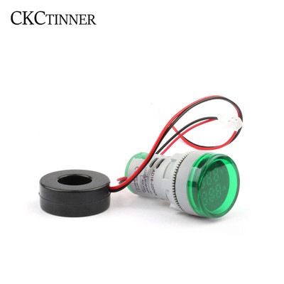 22 mm AD16-22DVA ümmargune LED kahe ekraaniga Volt Ampermeeter Voltmeeter 60-500 V Ampermeeter Digitaalne pingevoolu Ampermeetri näidik
