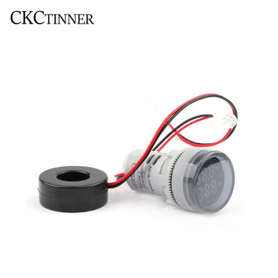 22 mm AD16-22DVA ümmargune LED kahe ekraaniga Volt Ampermeeter Voltmeeter 60-500 V Ampermeeter Digitaalne pingevoolu Ampermeetri näidik