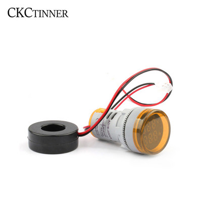22 mm AD16-22DVA ümmargune LED kahe ekraaniga Volt Ampermeeter Voltmeeter 60-500 V Ampermeeter Digitaalne pingevoolu Ampermeetri näidik