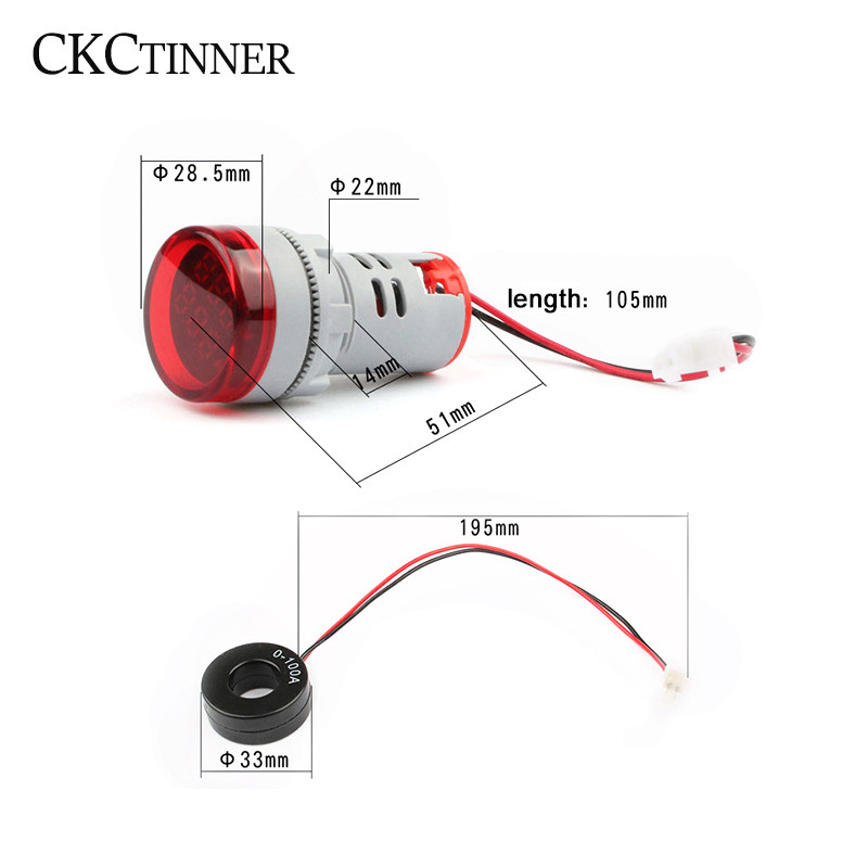 22 mm AD16-22DVA ümmargune LED kahe ekraaniga Volt Ampermeeter Voltmeeter 60-500 V Ampermeeter Digitaalne pingevoolu Ampermeetri näidik