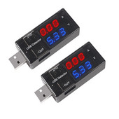2 vnt. dvigubas USB srovės įtampos įkrovimo detektorius voltmetras ampermetras įkroviklis USB testeris nuolatinės srovės LED ekranas