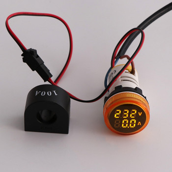 Ψηφιακό βολτόμετρο Αμπερόμετρο 22mm Στρογγυλό AC 50-500V 0-100A Voltage Volt Amp Monitor