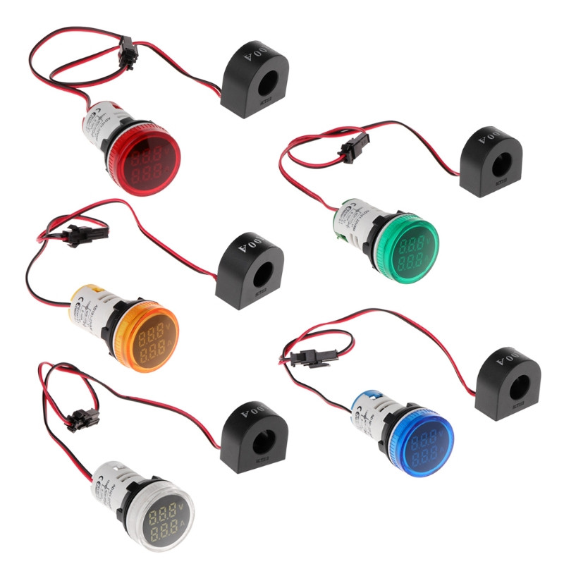 Digitális Voltméter Ampermérő 22mm Kerek AC 50-500V 0-100A Feszültség Volt Amper monitor