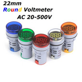 Волтметър Кръгъл 22mm AC 20-500V Тестер Измервател Монитор Захранване LED Индикатор Пилотна лампа Светлинен дисплей Мини цифров волт напрежение