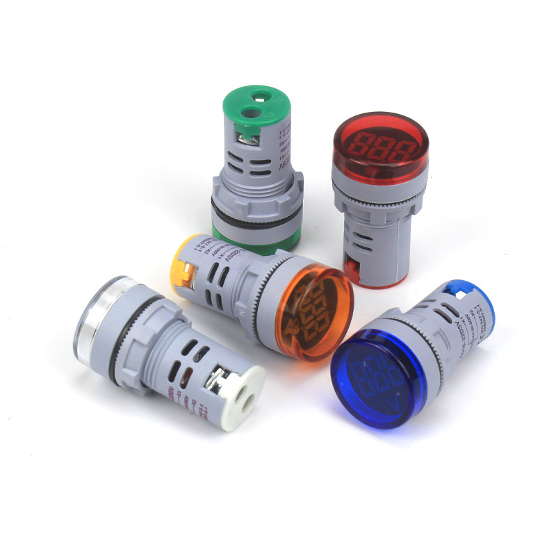 Волтметър Кръгъл 22mm AC 20-500V Тестер Измервател Монитор Захранване LED Индикатор Пилотна лампа Светлинен дисплей Мини цифров волт напрежение