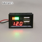 OOTDTY LED Ψηφιακή Οθόνη Βολτόμετρο Mini Voltage Meter Volt Tester Panel για DC 12V Αυτοκίνητα Μοτοσικλέτες Οχήματα Έξοδος USB 5V2A