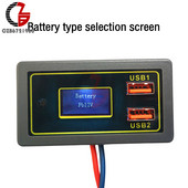 Egyenáramú autós feszültségmérő 6V-30V kapacitásjelző teljesítménymérő lítium akkumulátor feszültségmérő 12V 24V támogatás USB többprotokollos gyorstöltés