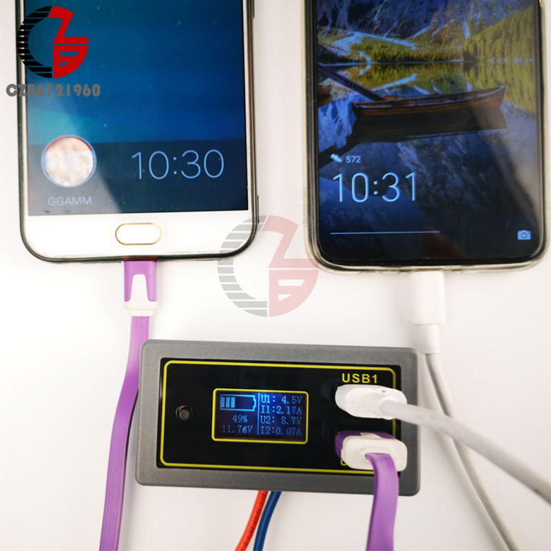 Egyenáramú autós feszültségmérő 6V-30V kapacitásjelző teljesítménymérő lítium akkumulátor feszültségmérő 12V 24V támogatás USB többprotokollos gyorstöltés