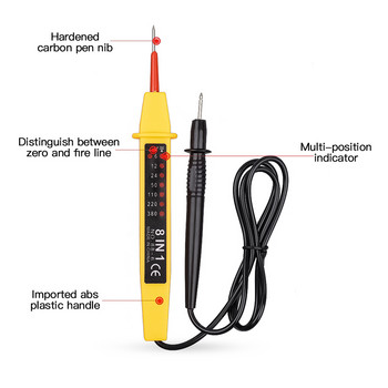 8 в 1 AC DC Voltage Test Pen Тестер за полярност на тока Детектор Auto Electrical LED Voltage Meters Instruments Tool