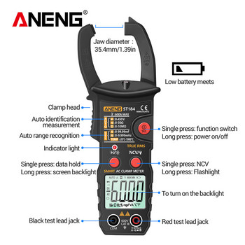 ANENG ST184 Digital Professional Measuring Multimeter Clamp Meter True RMS 6000 Counts Testers AC/DC Τάση AC Ρεύμα Ohm