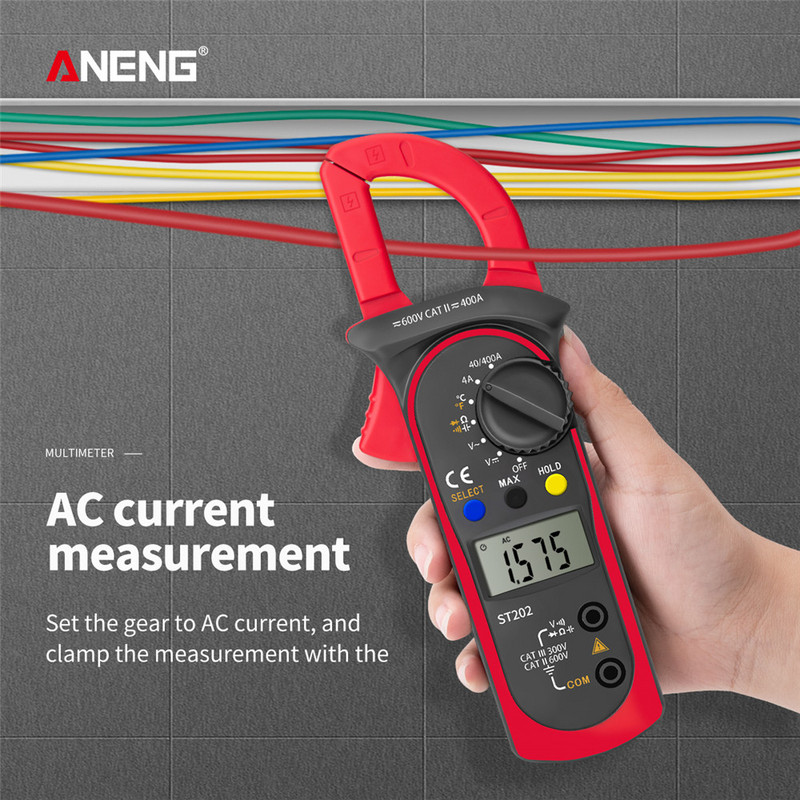 ANENG ST202 digitaalne klambriga multimeeter AC/DC klambrimõõtur Digitaalne voltmeeter Ampermeeter Lcr klambrimõõtur temperatuuri mõõtmisega