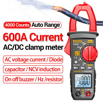ANENG PN200 Цифрови клещи DC/AC 600A Ток 4000 Counts Мултиметър Амперметър Тестер за напрежение Автомобилен Hz Капацитет NCV Ом Тест