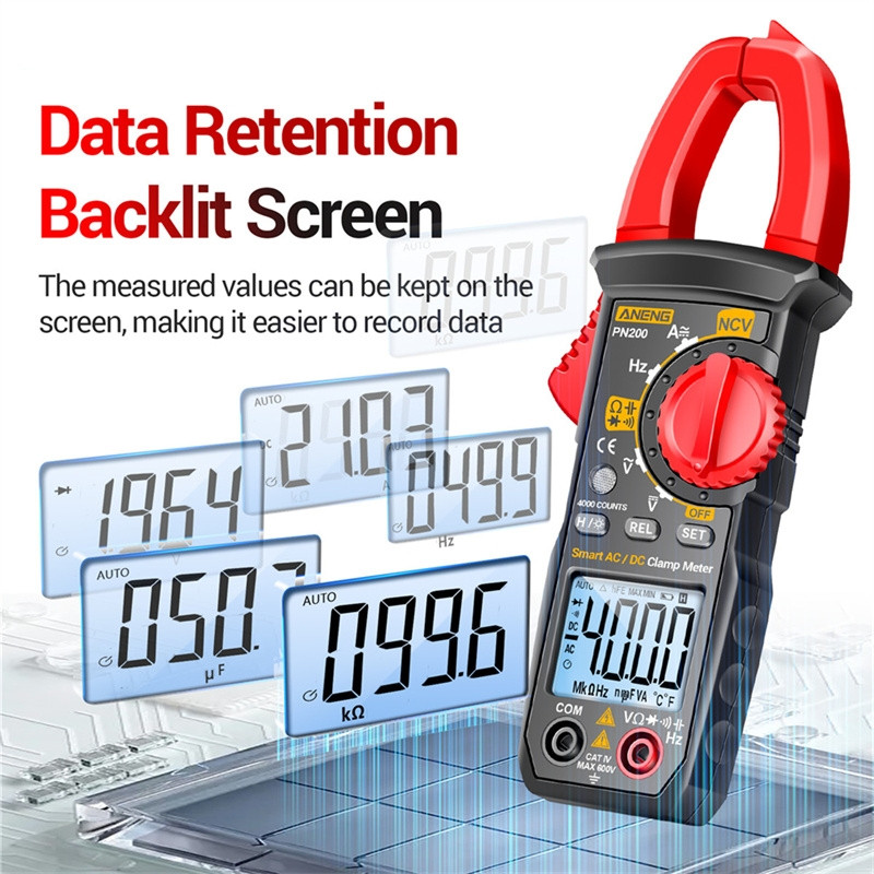ANENG PN200 digitaalne klambrimõõtur DC/AC 600A voolutugevus 4000 loendit multimeeter Ampermeeter pinge tester auto Hz mahtuvus NCV oomi test