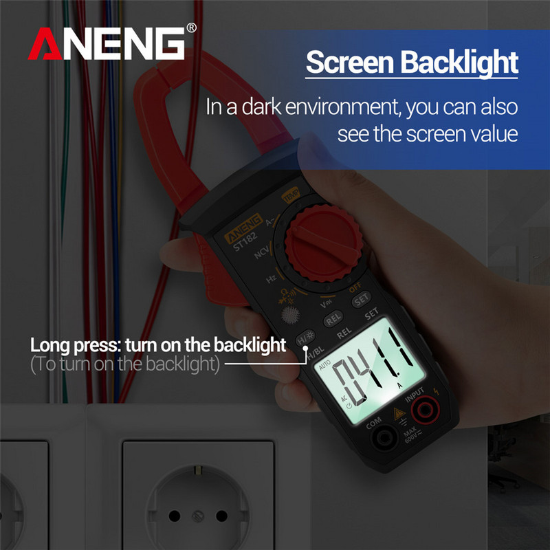 Išmanusis skaitmeninis gnybtų matuoklis, didelio tikslumo multimetras 400a kintamosios srovės nuolatinės srovės gnybtų ampermetras skaitmeninis ekranas, apšviestas gnybtų matuoklis