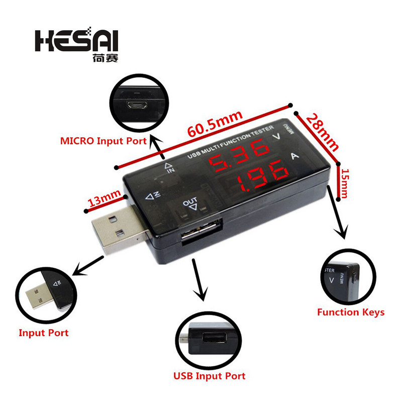 „Smart Electronics“ skaitmeninis USB mobilusis maitinimo įkrovimo srovės įtampos testeris mini USB įkroviklis „doctor“ voltmetras ampermetras