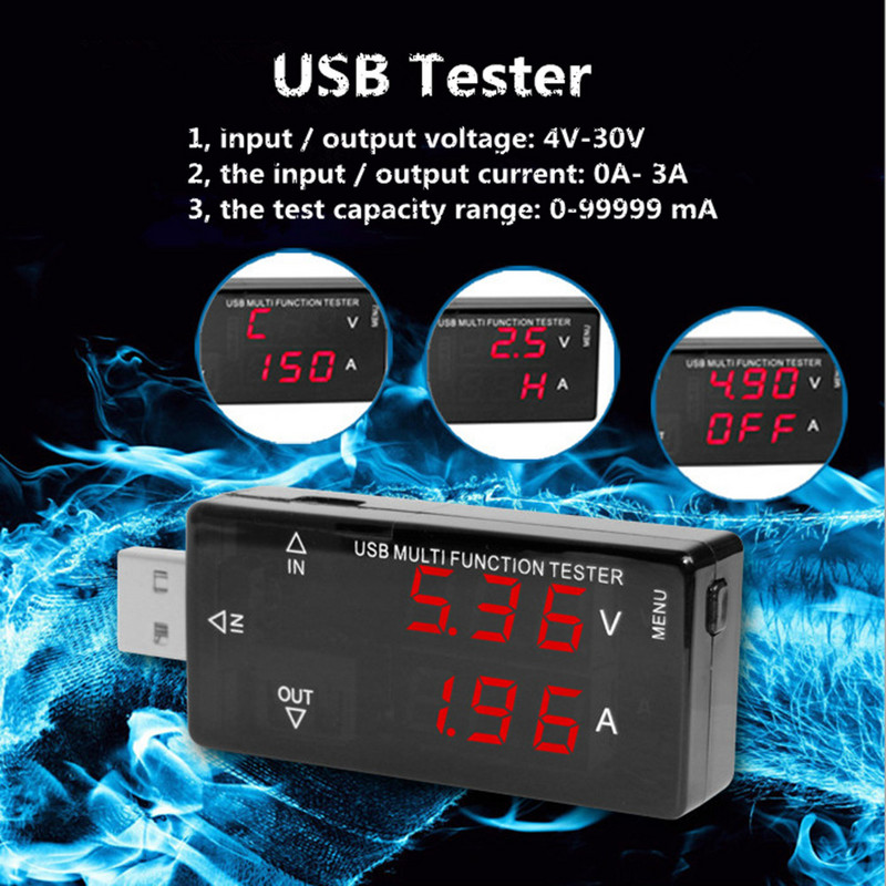 „Smart Electronics“ skaitmeninis USB mobilusis maitinimo įkrovimo srovės įtampos testeris mini USB įkroviklis „doctor“ voltmetras ampermetras