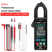 DC/AC feszültségáram-mérő multiméter 600mv/600V autós erősítő Hz NCV ohm teszt ST211 digitális bilincsmérő 6000 számlálás
