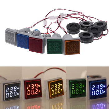 Τετράγωνο LED Ψηφιακό βολτόμετρο Αμπερόμετρο 22mm Φώτα σήματος Voltage Ampere Μετρητής ρεύματος Έλεγχος ένδειξης μέτρησης AC 60-500V
