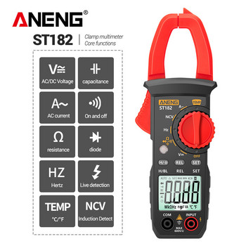 ANENG ST182 Ψηφιακός μετρητής σφιγκτήρα AC Πολύμετρο ρεύματος DC/AC Αμπερόμετρο τάσης Δοκιμή τάσεων Amp Hz Χωρητικότητα NCV Δοκιμή Ohm