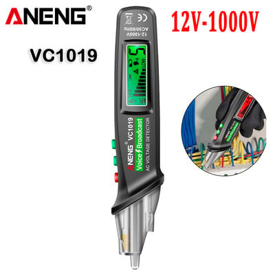 ANENG VC1019 Tester inteligent pentru difuzare vocală Pen 12V 1000V Senzor infraroșu Tester de tensiune de poziționare Detector de fir electric