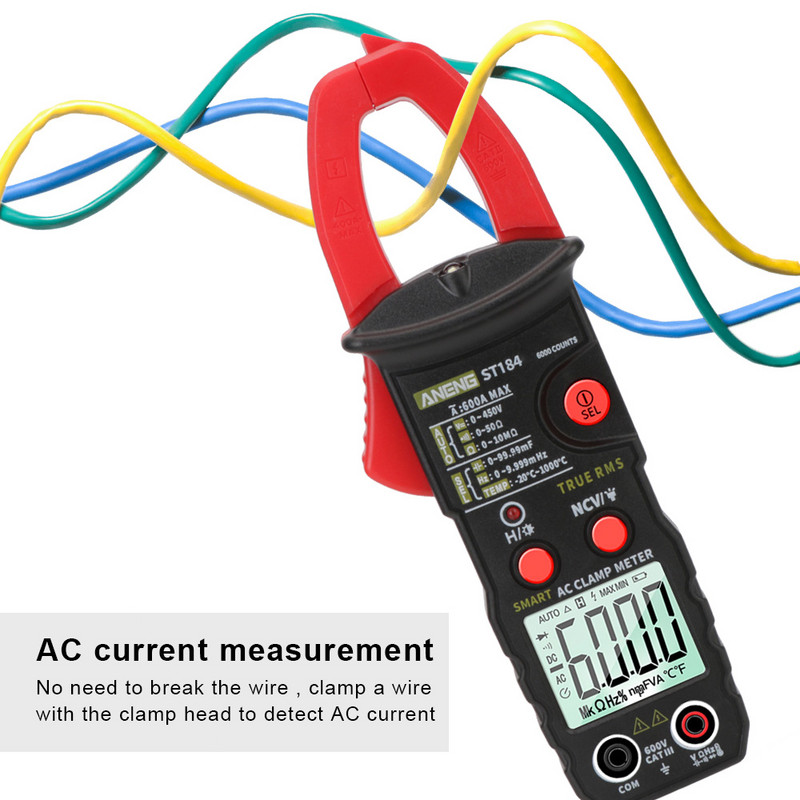 Digitaalne klambrimõõtur True RMS professionaalne multimeeter pingemõõtur Ohm Hz tester ST184 6000 loendab vahelduv- ja alalispinge tester
