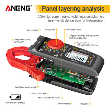 ANENG ST185 Digital Clamp Meter Multimeter 4000 Counts True RMS Ammeter Voltage Tester Hz Capacitivness NCV Ohm Diode Test