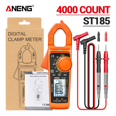ANENG ST185 skaitmeninis spaustuko matuoklis, multimetras 4000, skaičiuoja tikrąjį RMS ampermetro įtampos testeris Hz talpos NCV omų diodų bandymas