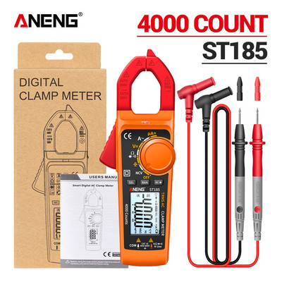 ANENG ST185 skaitmeninis spaustuko matuoklis, multimetras 4000, skaičiuoja tikrąjį RMS ampermetro įtampos testeris Hz talpos NCV omų diodų bandymas