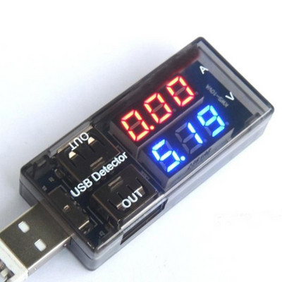 Θύρα USB Ανιχνευτής τάσης ρεύματος μετρητής κινητής τράπεζας βολτόμετρου Αμπερόμετρο δύο θηλυκών