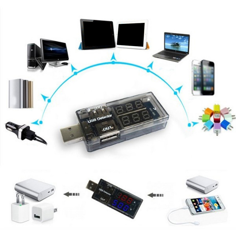 Θύρα USB Ανιχνευτής τάσης ρεύματος μετρητής κινητής τράπεζας βολτόμετρου Αμπερόμετρο δύο θηλυκών