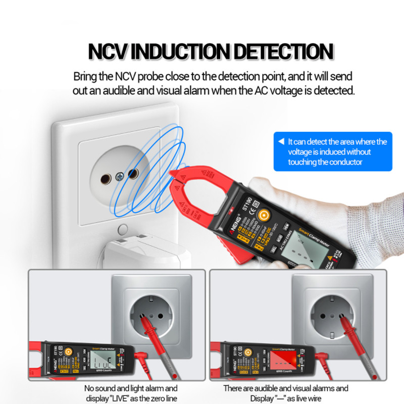 ANENG ST190 multimeeter LCD digitaalne automaatne vooluklambermõõtur alalisvoolu vahelduvvoolu ampermeeter pinge voltmeeter ohmmeetri takistustemperatuur