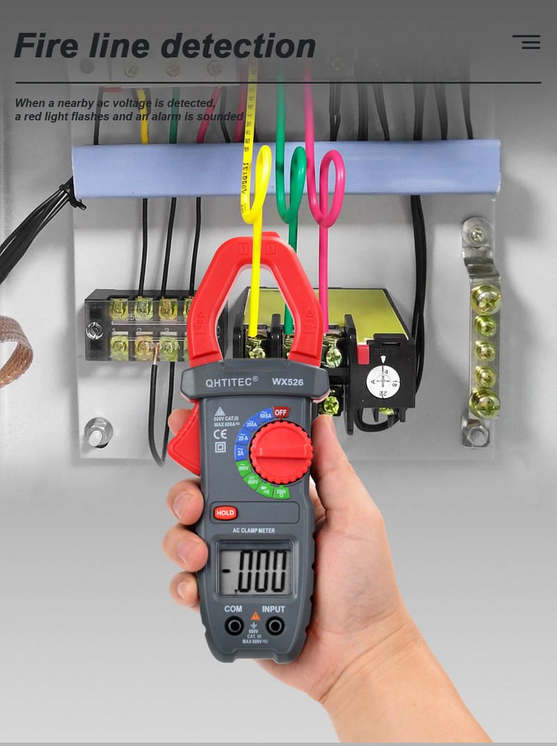 QHTITEC WX526 AC DC digitaalse klambrimõõturi multimeeter Pinza Amperimetrica True RMS suure täpsusega mahtuvusega NCV Ohm Hz tester