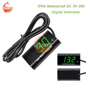 Afișaj digital LED de 0,56 inchi IPX6 Voltmetru digital rezistent la apă 12V Volt Meter Monitor Tester DC 3V până la 18V pentru mașină auto