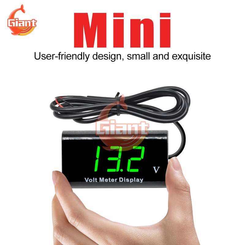 Afișaj digital LED de 0,56 inchi IPX6 Voltmetru digital rezistent la apă 12V Volt Meter Monitor Tester DC 3V până la 18V pentru mașină auto