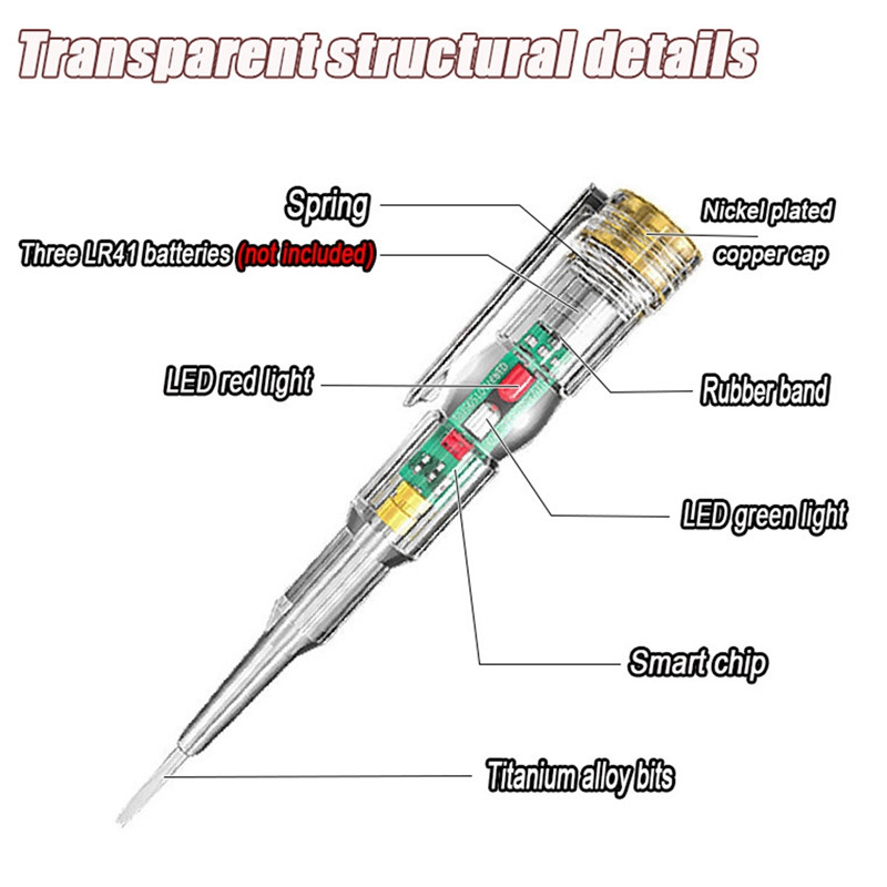 3 db intelligens indukciós tápfeszültség érzékelő toll 24-250 V áramkörvizsgáló csavarhúzó háztartási villanyszerelő szerszámok