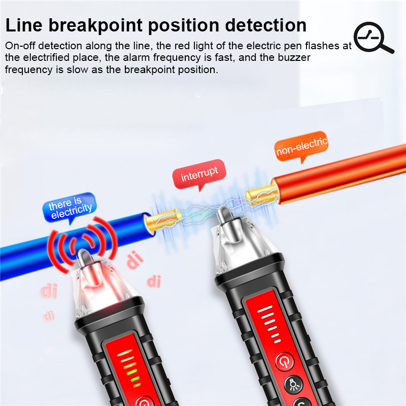 Έξυπνο μολύβι δοκιμής ηλεκτρικού αισθητήρα έξυπνου ανιχνευτή τάσης 12-1000V τάσης χωρίς επαφή