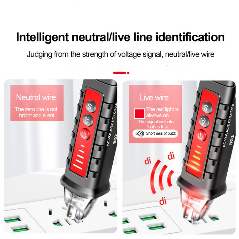 Έξυπνο μολύβι δοκιμής ηλεκτρικού αισθητήρα έξυπνου ανιχνευτή τάσης 12-1000V τάσης χωρίς επαφή