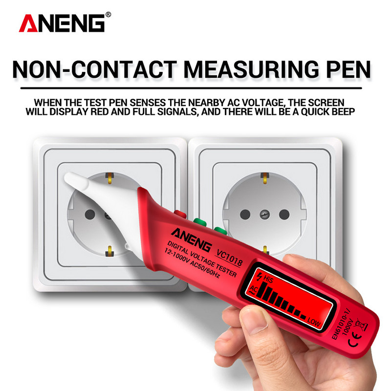 ANENG digitális intelligens AC VC1018 elektromos érzékelő teszter toll feszültségmérő 1000 V voltmérő hangjelző érzékelő elektromos szerszámokhoz