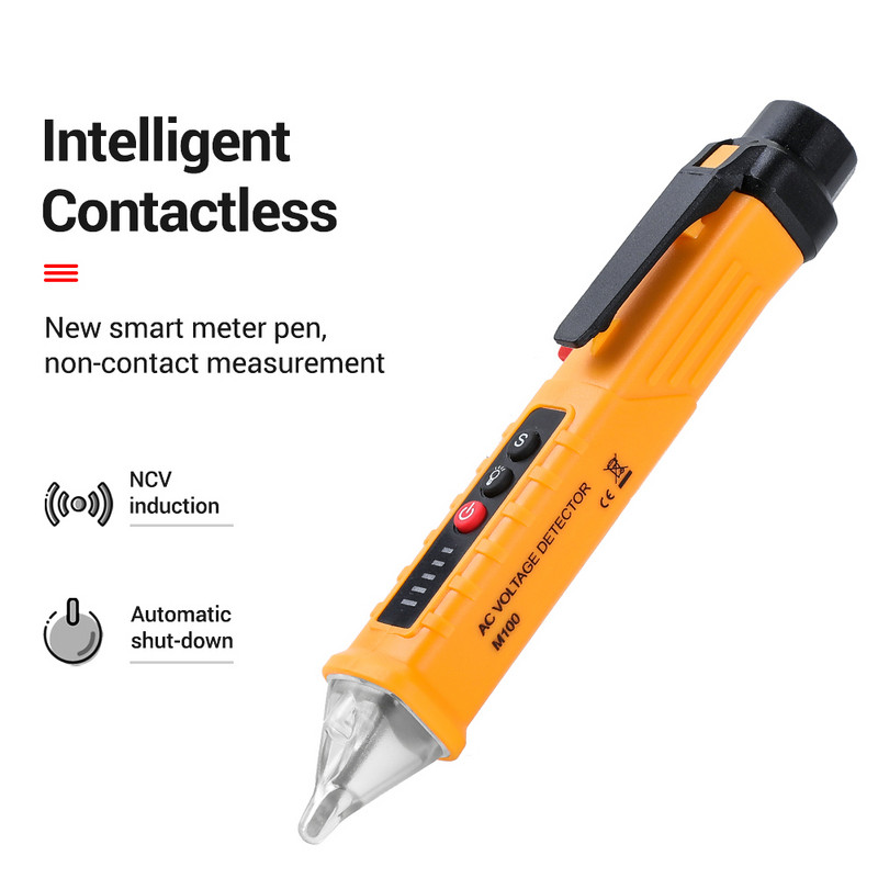 Цифрови детектори за AC/DC напрежение Интелигентен безконтактен тестер Писалка Измервател 12-1000V ток електрически сензор Тест молив с батерия