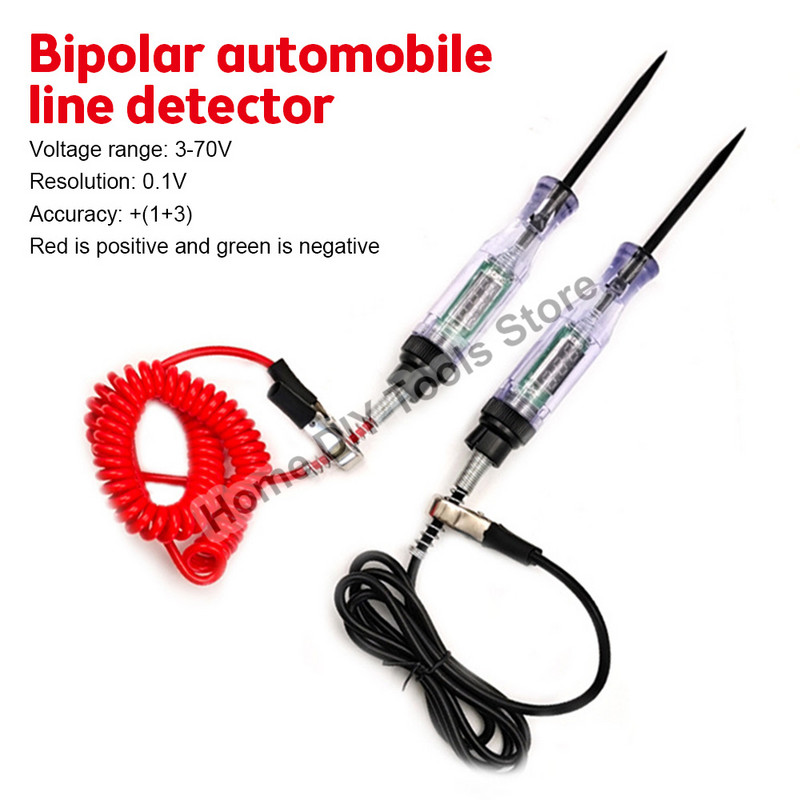 3-70V autós teherautó feszültség áramkör tesztelő digitális kijelző hosszú szonda toll villanykörte gépjármű diagnosztikai eszközök autójavítás