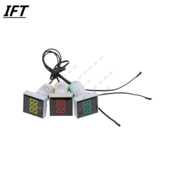 Mini LED Ένδειξη 22mm Τετράγωνη Ψηφιακή Οθόνη Θερμόμετρο 0-300 μοίρες Τάση AC20-380V Καλώδιο αισθητήρα ανίχνευσης θερμοκρασίας