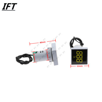 Мини LED индикатор 22 мм квадратен цифров дисплей Термометър Измервател 0-300 градуса Напрежение AC20-380V Проводник за сензор за температура