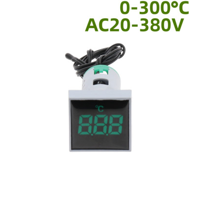Mini LED Ένδειξη 22mm Τετράγωνη Ψηφιακή Οθόνη Θερμόμετρο 0-300 μοίρες Τάση AC20-380V Καλώδιο αισθητήρα ανίχνευσης θερμοκρασίας