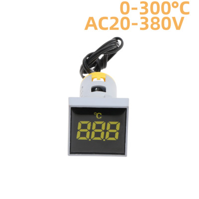 Mini LED Ένδειξη 22mm Τετράγωνη Ψηφιακή Οθόνη Θερμόμετρο 0-300 μοίρες Τάση AC20-380V Καλώδιο αισθητήρα ανίχνευσης θερμοκρασίας
