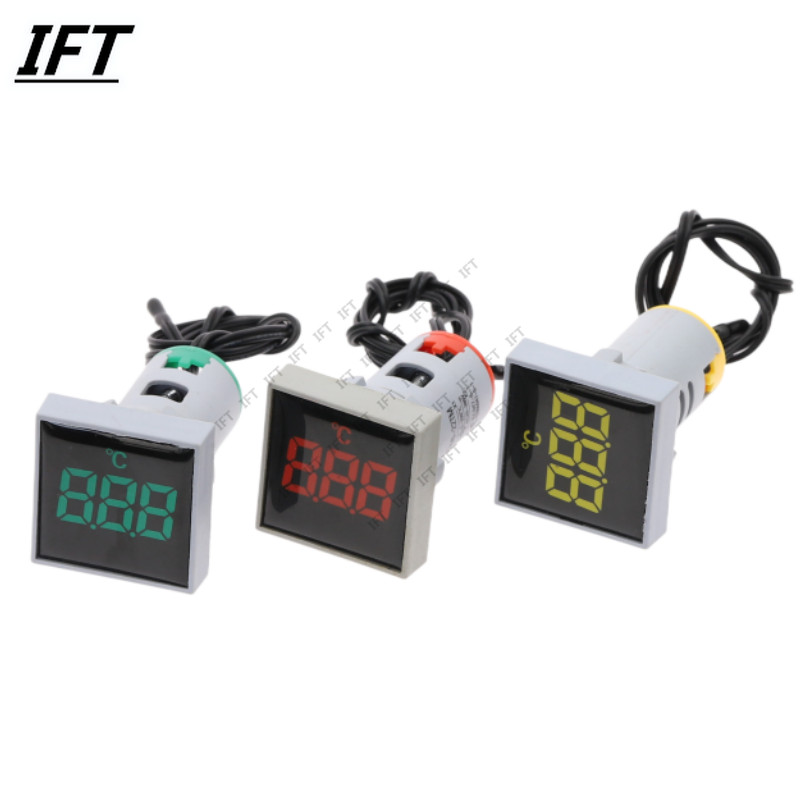 Mini LED Ένδειξη 22mm Τετράγωνη Ψηφιακή Οθόνη Θερμόμετρο 0-300 μοίρες Τάση AC20-380V Καλώδιο αισθητήρα ανίχνευσης θερμοκρασίας