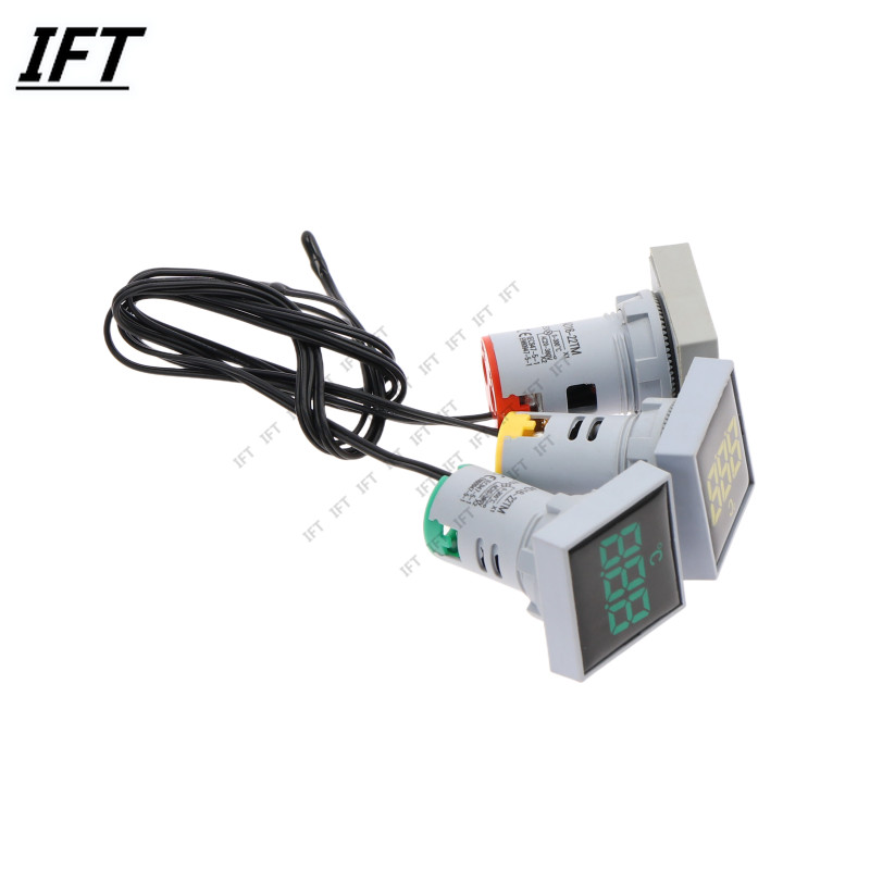Mini LED Ένδειξη 22mm Τετράγωνη Ψηφιακή Οθόνη Θερμόμετρο 0-300 μοίρες Τάση AC20-380V Καλώδιο αισθητήρα ανίχνευσης θερμοκρασίας